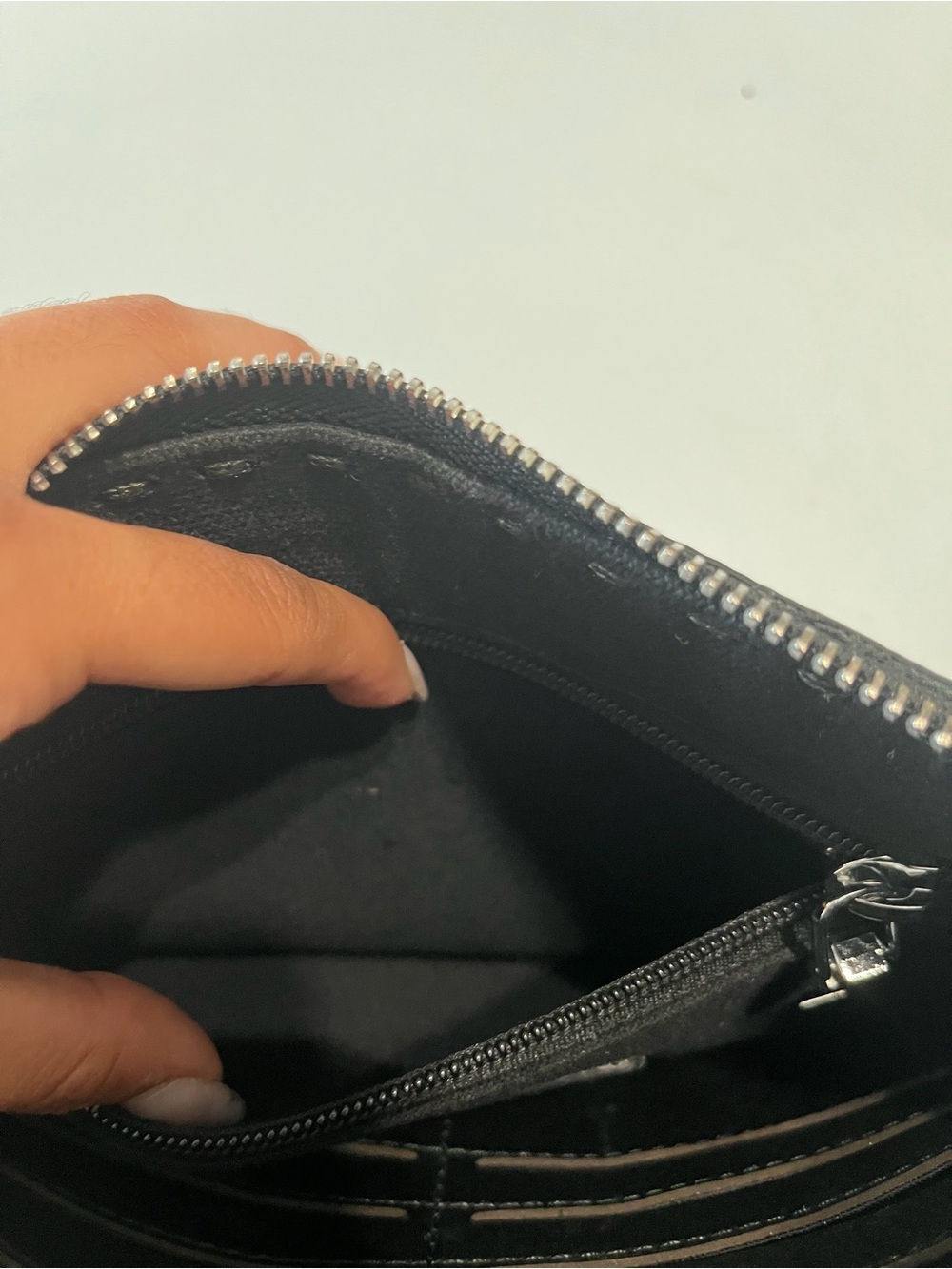 Prada Black Pebbled Leather Zip Pouch with Silver Triangle Logo - Picture 7 of 8